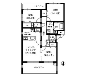 ポートヴィラ西岡本の物件間取画像